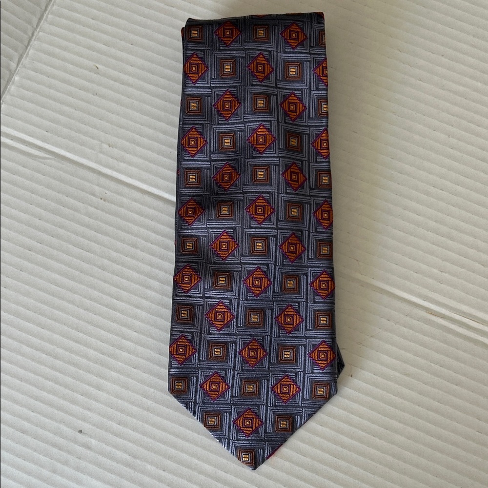 Robert Talbott Geometric Blue and Orange Tie